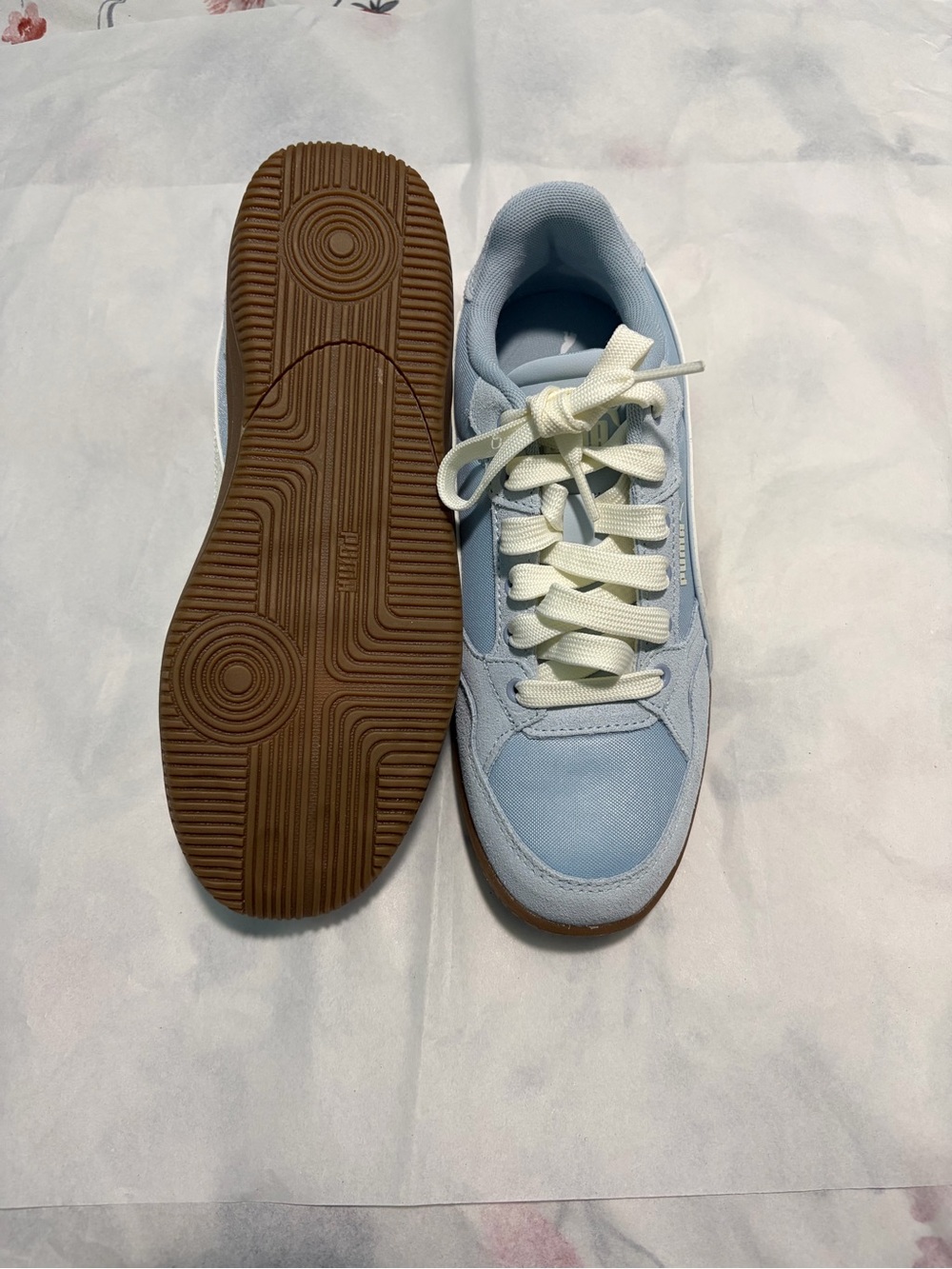 Puma Pale Blue and Cream Low-Top Sneakers